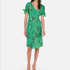 Express Green Floral Midi Dress XS